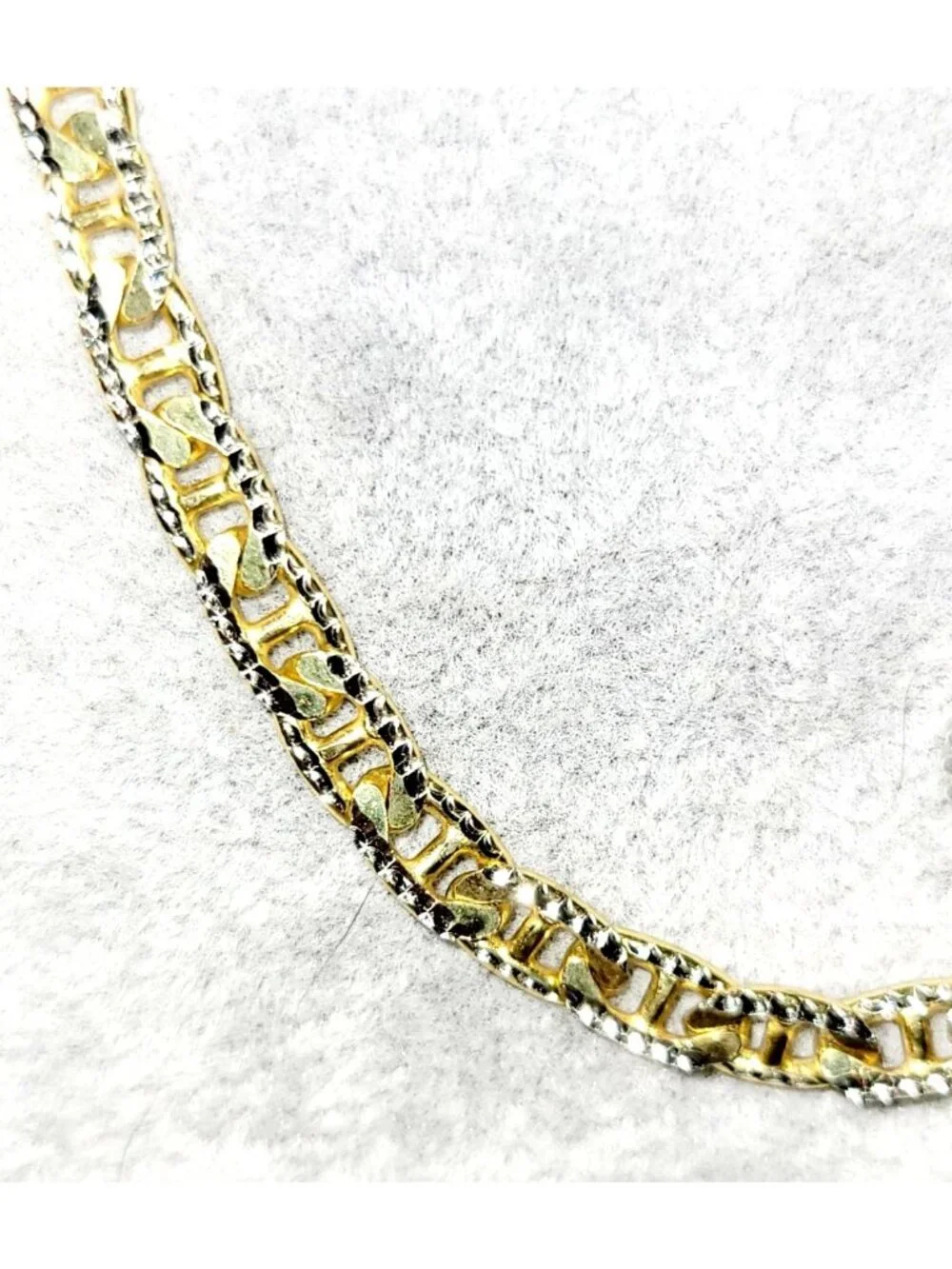 Detailed Sterling Silver and Gold Tone Link Chain 20